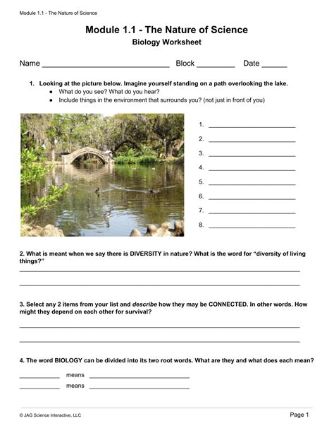 the nature of science worksheet